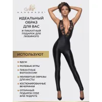 Изображение Noir Handmade, Польша Noir Handmade Sleeveless powerwetlook - эксклюзивный комбинезон с кружевом и двусторонней молнией, S (чёрный)