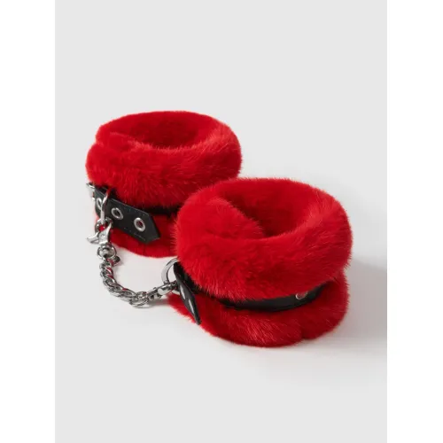 Изображение Vulgar, Россия Уникальные наручники из натурального меха норки, красные в деревянной коробке из массива дуба