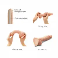 Изображение Strap-on-me Реалистичный фаллоимитатор с подвижной кожей Strap-on-me SLIDING SKIN S на присоске, телесный
