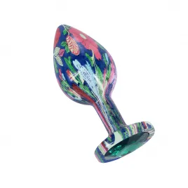 Эмалированная анальная пробка из алюминия с бирюзовым кристаллом