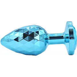 Голубая алюминивая текстурная анальная пробка Small