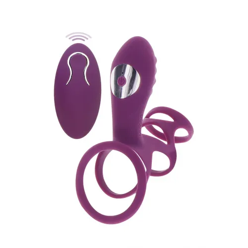 Изображение  Toy Joy Halo Halo C-Ring Sleeve - эрекционная вибронасадка с дистанционным управлением, 6.2х5 см (фиолетовый)