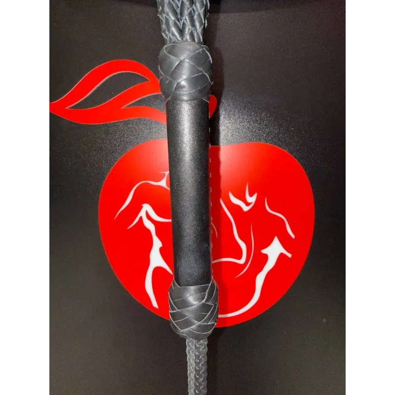 Адам и Ева Плеть девятихвостка "Кошка" ручной работы из натуральной кожи черного цвета 88 см.