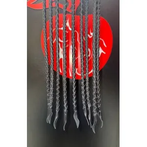 Плеть девятихвостка "Кошка" ручной работы из натуральной кожи черного цвета 88 см.