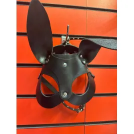 Кожаная маска с ушками зайки, ручной работы