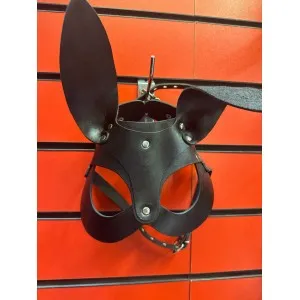 Кожаная маска с ушками зайки, ручной работы