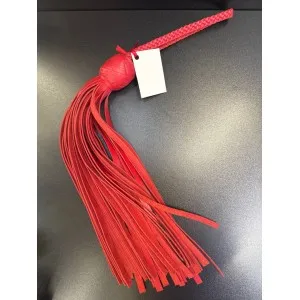 Дизайнерский красный кистевой фллогер ручной работы из натуральной кожи 35см.	R030