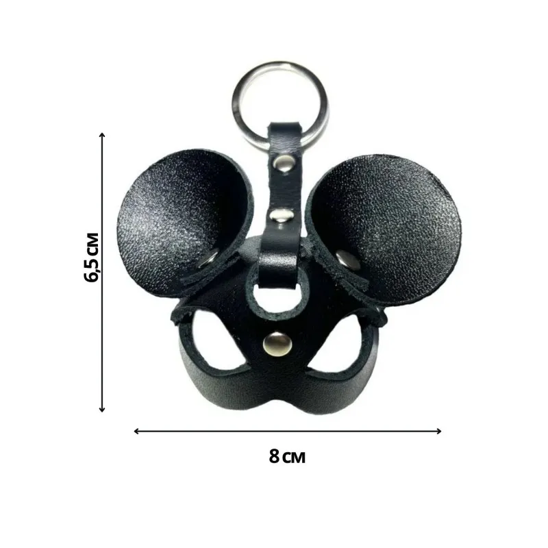 Адам и Ева Брелок ручной работы маска "Мышка" из натуральной кожи черного цвета