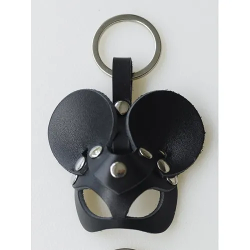 Адам и Ева Брелок ручной работы маска "Мышка" из натуральной кожи черного цвета
