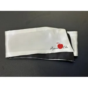 Атласная лента (двухсторонняя) бело-черная, Адам и Ева, ручная работа