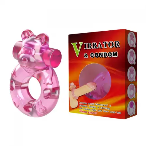 Эрекционное кольцо с вибрацией Baile Pink Dog-Head