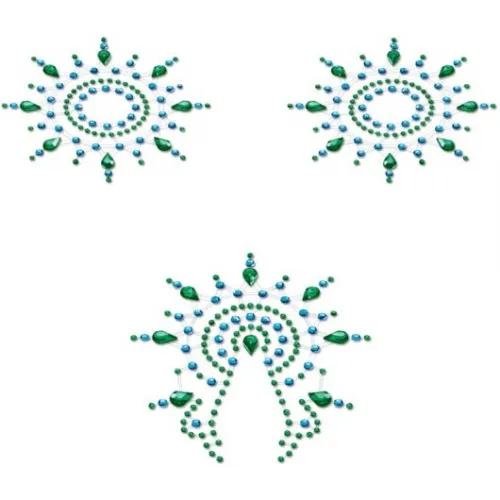 Фото Bijoux Indiscrets, Испания Пэстисы Breast and Pubic Jewelry зеленые и голубые Crystal Sticker