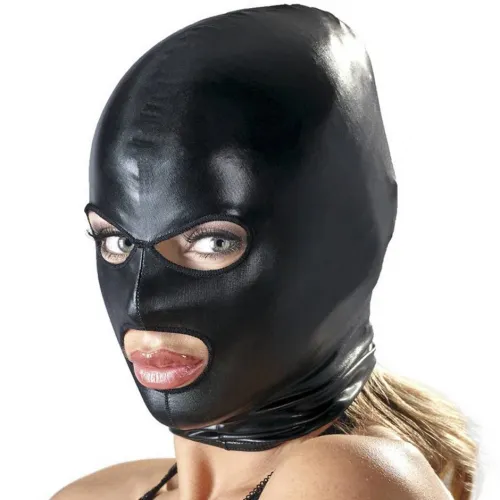 Фото KISSEXPO Черная блестящая маска из спандекса