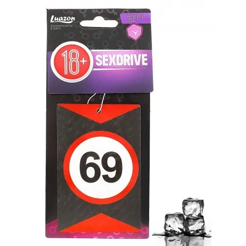 Изображение  Ароматизатор в авто бумажный Sexdrive 69 чёрный лёд