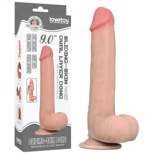 Изображение Lovetoy, Китай Гнущийся фаллоимитатор с эффектом двойной кожи Lovetoy Sliding-Skin Dual Layer Dong 23 см