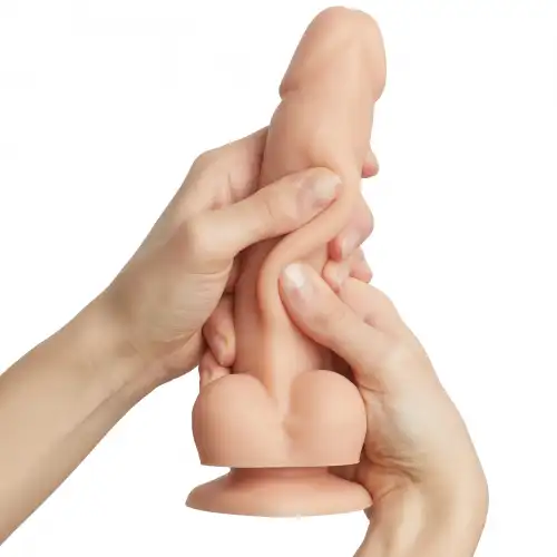 Изображение  Реалистичный фаллоимитатор на присоске Strap-On-Me с подвижной кожей L телесный 19 см