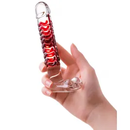 Реалистичный фаллос с ярко выраженной головкой и массажным рельефом Sexus Glass 16 см