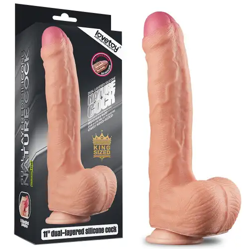Фото Lovetoy, Китай Большой фаллос на присоске с мошонкой Dual Layered Silicone Cock 28 см