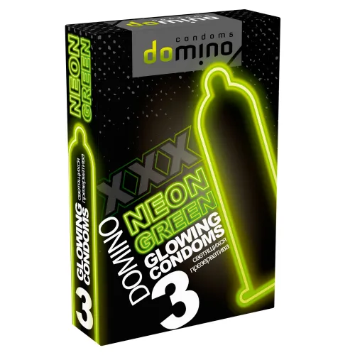 Изображение Luxe Светящиеся в темноте презервативы Domino Neon Green №3