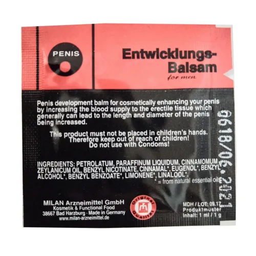 Фото  Крем для увеличения пениса Penis Entwicklungs 1 мл, пробник