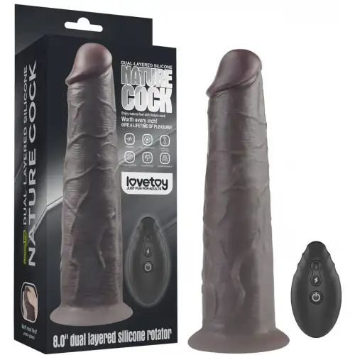 Изображение Lovetoy, Китай Вибратор-мулат с ротацией Dual Layered Silicone Rotator Black 21 см