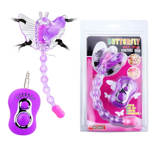 Изображение Baile, Китай Вибробабочка с отростком и анальным вибромассажером фиолетовая