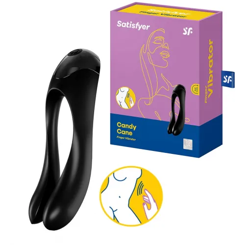 Фото Satisfyer, Германия Универсальный перезаряжаемый вибростимулятор Satisfyer Candy Cane черный