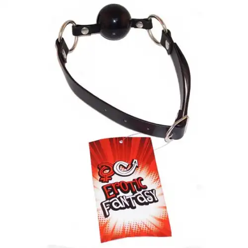 Фото  Силиконовый черный кляп-шарик на ремне Black Ballgag