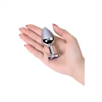 Изображение Metal by TOYFA Анальная втулка Metal by TOYFA, металл, серебряная, с фиолетовым кристаллом, 8 см, Ø 3,4 см, 85 г