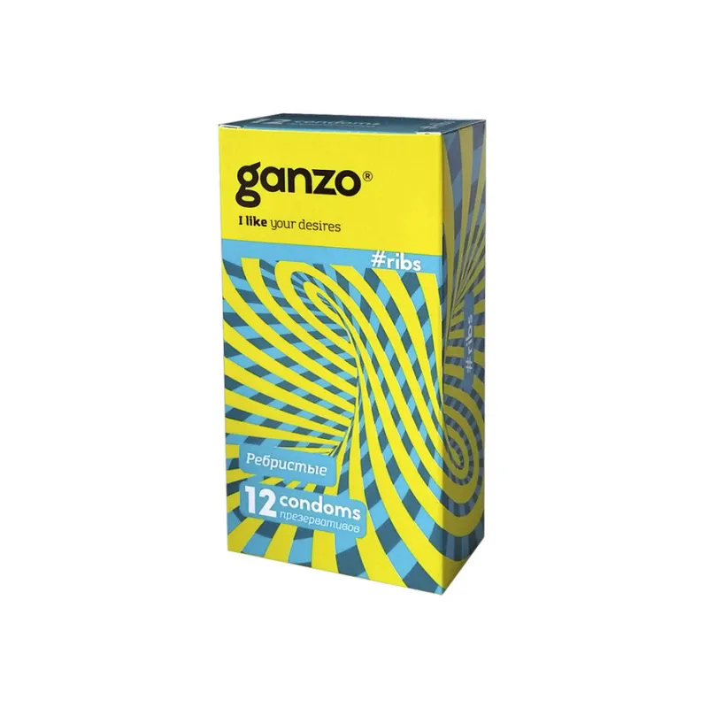 Изображение GANZO Презервативы Ganzo Ribs, с ребристой поверхностью, латекс, 18 см, 12 шт