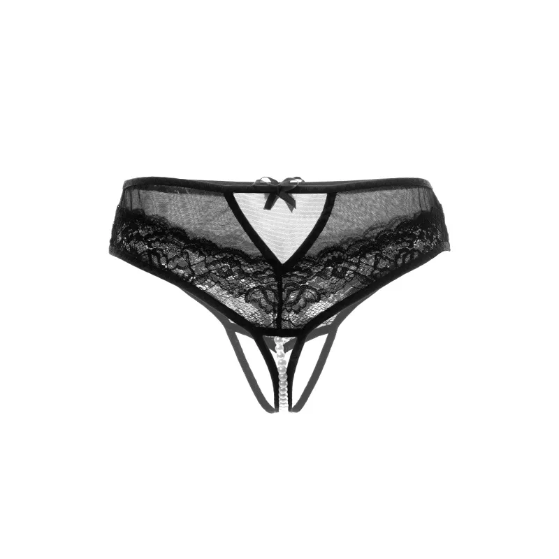 Изображение Erolanta Lingerie Эротические трусики с жемчужной нитью Erolanta Joan, черный (46-48)