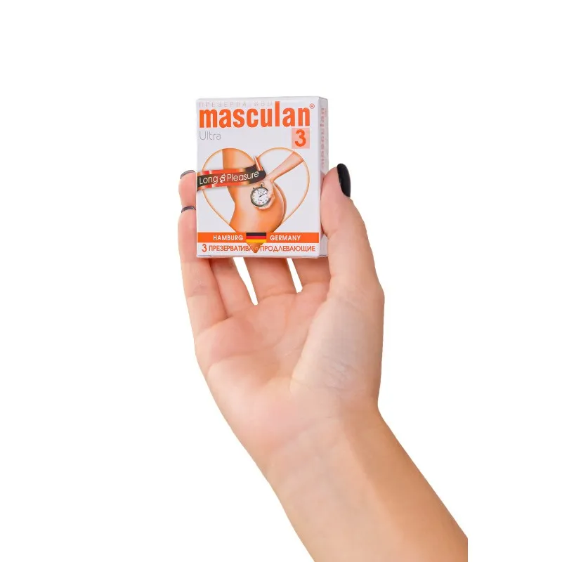 Фото Masculan Презервативы Masculan Ultra 3,  3 шт.  Продлевающие (Long Pleasure)