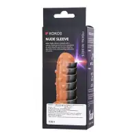 Фото KOKOS Насадка реалистичная KOKOS NUDE SLEEVE с дополнительной стимуляцией, TPE, телесная, 10 см