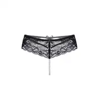 Изображение Erolanta Lingerie Эротические трусики с жемчужной нитью Erolanta Amy кружевные, черный (46-48)