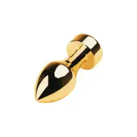 Изображение Metal by TOYFA Анальная втулка Metal by TOYFA, металл, золотая, с красным кристаллом, 10,8 см, Ø 4 см, 195 г