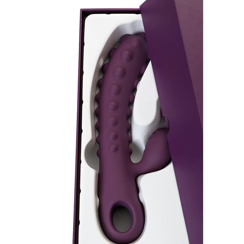 Фото KOKOS Вибратор с клиторальным стимулятором KOKOS SMON, силикон, фиолетовый, 23 см