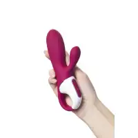 Изображение Satisfyer, Германия Вибратор с клиторальным стимулятором и подогревом Satisfyer Hot Bunny Connect App, бордовый, 17,5 см