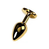 Изображение Metal by TOYFA Анальный страз Metal by TOYFA, металл, золотистый, с кристаллом цвета турмалин, 8 см, Ø 3,4 см, 85 г