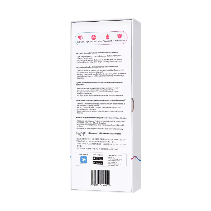 Изображение Lovense, США Двусторонний вибратор LOVENSE Hyphy с клиторальным стимулятором, силикон, фиолетовый, 21,6 см