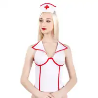 Изображение PECADO B.D.S.M Верхняя часть костюма «Медсестра», Pecado BDSM, корсет, головной убор, бело-красный, 40