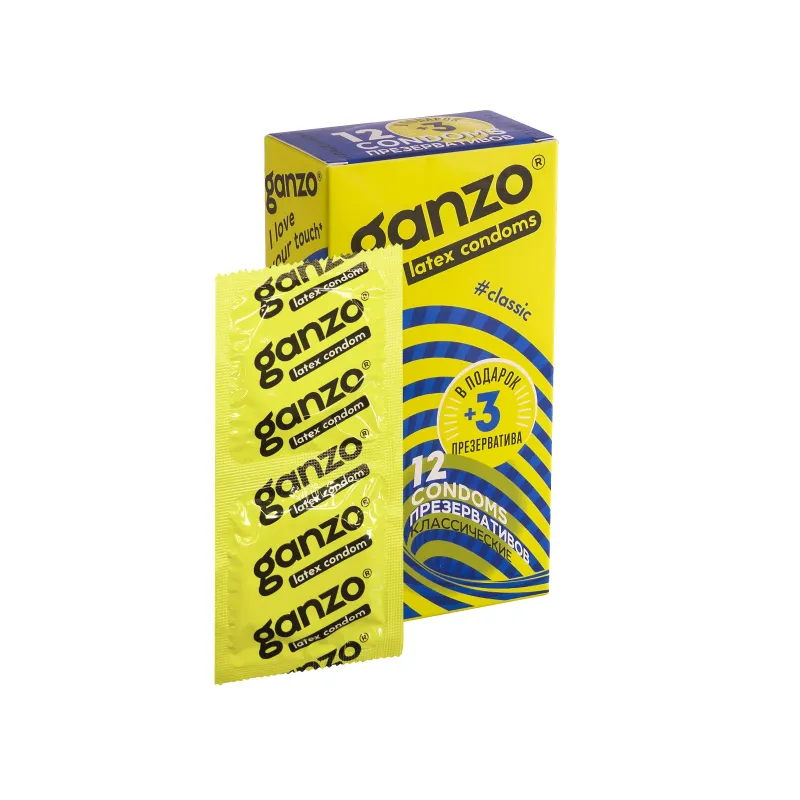 Изображение Ganzo, Великобритания Презервативы Ganzo, classic, классические, латекс, двойная смазка, 18,5 см, 5,2 см, 15 шт.