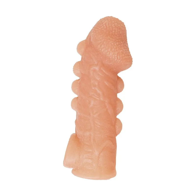 Фото KOKOS Насадка реалистичная KOKOS COCK SLEEVE 008-S с дополнительной стимуляцией, TPE, телесная, 13.8 см