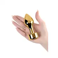 Изображение Metal by TOYFA Анальная втулка Metal by TOYFA, металл, золотая, с красным кристаллом, 10,8 см, Ø 4 см, 195 г
