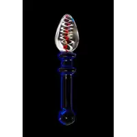 Фото Sexus Glass Двусторонний фаллоимитатор Sexus Glass, стекло, синий, 18 см