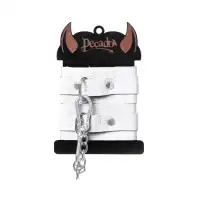 Изображение PECADO B.D.S.M Наручники-браслеты Pecado BDSM, мини со скруглёнными углами, натуральная кожа, белые