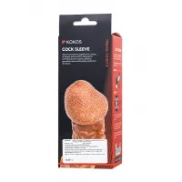 Фото KOKOS Насадка реалистичная KOKOS COCK SLEEVE 007-S с дополнительной стимуляцией, TPE, телесная, 13.8 см