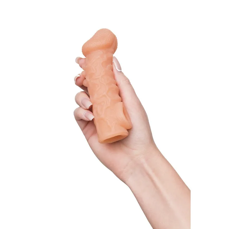 Фото KOKOS Насадка реалистичная KOKOS COCK SLEEVE 007-S с дополнительной стимуляцией, TPE, телесная, 13.8 см