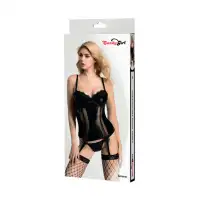 Фото Candy Girl, Гонконг Корсет, стринги и чулки Candy Girl Serena, Wetlook, сетка, черный, XL
