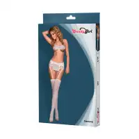 Candy Girl, Гонконг Комплект Candy Girl Gemma (бюстгальтер, пояс для чулок, трусики и чулки), белый, S/M — купить в Минске Фото Candy Girl, Гонконг Комплект Candy Girl Gemma (бюстгальтер, пояс для чулок, трусики и чулки), белый, S/M
