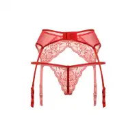 Изображение SoftLine Collection, Польша Пояс для чулок и стринги кружевные SoftLine Collection, красный, M/L